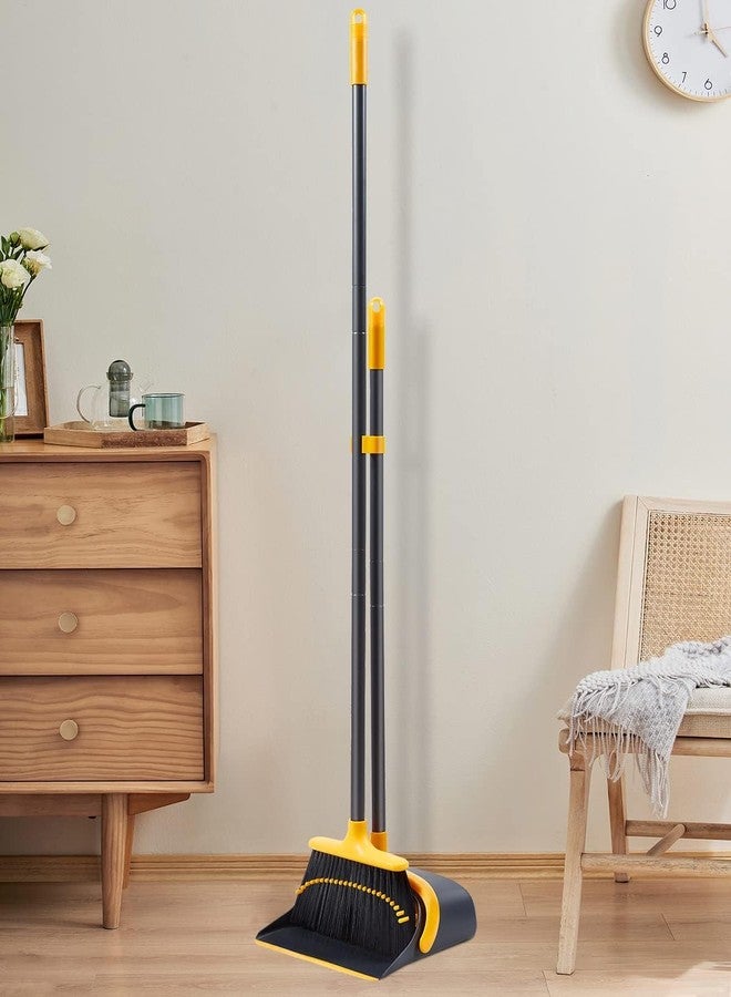 YANXUS Broom And Dustpan Set Dustpan And Broom With Long Handle Upright Stand Up Dustpan Broom Combo For Lobby Office Home Room Kitchen Floor Use Pack Of 1 (stainless_steel rubber, hard_floor) - Image 2